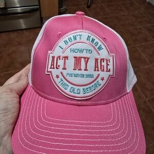 Pink and White Cap with Fun Quote